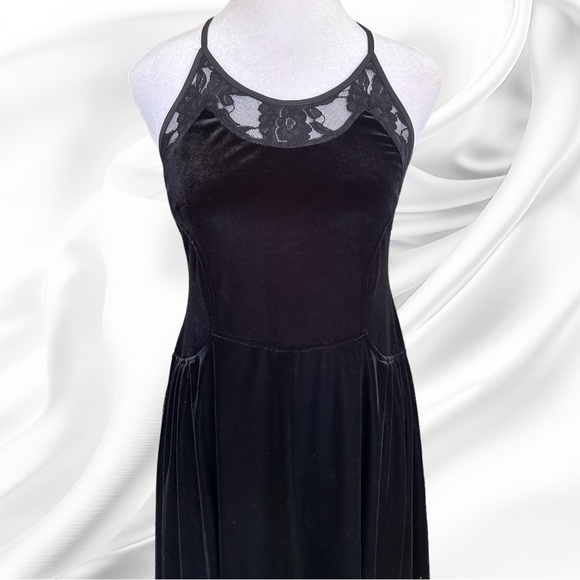 Free People Intimately Nightshade Black Velvet Lace High Low Mini Dress Size SP - Picture 6 of 11